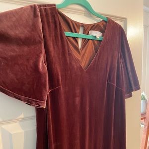 Shop Revelry terracotta Reese velvet dress